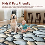 Ultra Soft Area Rug, Non Slip, Stain Resistant, Washable Area Rugs for Living Room, Bedroom, Elegant Pebble Stone Area Featuring Subtle Grey and Beige Design(Gray)