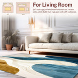 Ultra Soft Area Rug, Non Slip, Stain Resistant, Washable Area Rugs for Living Room, Bedroom, Chromatic Collection Area Ocean Current Abstract Swirls Design(Blue)