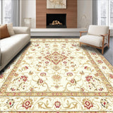Ultra Soft Area Rug, Non Slip, Stain Resistant, Washable Area Rugs for Living Room, Bedroom, Sweetheart Floral Medallion Non Slip Garden Bloom Ornate Area(Beige)