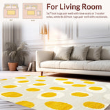 Ultra Soft Area Rug, Non Slip, Stain Resistant, Washable Area Rugs for Living Room, Bedroom, Vibrant Whimsical Abstract Design(Yellow)