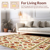 Ultra Soft Area Rug, Non Slip, Stain Resistant, Washable Area Rugs for Living Room, Bedroom, Boho Bloom Bathroom Non Slip Artistic Floral Bath(Beige)