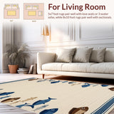 Vibrant Blue Marine Life Design(Beige)