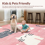 Ultra Soft Area Rug, Non Slip, Stain Resistant, Washable Area Rugs for Living Room, Bedroom, Charming Irregular Cartoon Aesthetic(Pink)