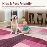 Ultra Soft Area Rug, Non Slip, Stain Resistant, Washable Area Rugs for Living Room, Bedroom, Bow Silhouette Rug with Unique Uno Reverse Graphic and Pink Tones(Pink)