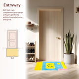 Ultra Soft Area Rug, Non Slip, Stain Resistant, Washable Area Rugs for Living Room, Bedroom, Charming Happy Face Interactive Design(Blue)