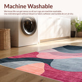Ultra Soft Area Rug, Non Slip, Stain Resistant, Washable Area Rugs for Living Room, Bedroom, Elegant Grey Pink Geometric Fusion(Gray)