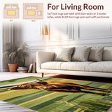 Ultra Soft Area Rug, Non Slip, Stain Resistant, Washable Area Rugs for Living Room, Bedroom, Colorful Folk Art Aesthetic(Brown)