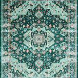 Ultra Soft Area Rug, Non Slip, Stain Resistant, Washable Area Rugs for Living Room, Bedroom, Charming Boho Floral Arrangement(Green)