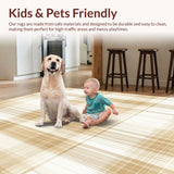 Ultra Soft Area Rug, Non Slip, Stain Resistant, Washable Area Rugs for Living Room, Bedroom, Boho Plaid Inspired Runner with an Artistic Intersecting Lines Design(Beige)