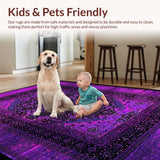 Ultra Soft Area Rug, Non Slip, Stain Resistant, Washable Area Rugs for Living Room, Bedroom, Energetic Pink and Black Theme(Purple)