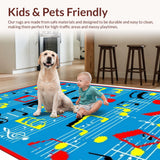 Ultra Soft Area Rug, Non Slip, Stain Resistant, Washable Area Rugs for Living Room, Bedroom, Colorful Harmonious Pattern Layout(Blue)