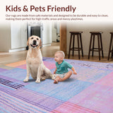 Ultra Soft Area Rug, Non Slip, Stain Resistant, Washable Area Rugs for Living Room, Bedroom, Whimsical Pastel Abstract Design(Purple)