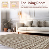 Ultra Soft Area Rug, Non Slip, Stain Resistant, Washable Area Rugs for Living Room, Bedroom, Sophisticated Vintage Checkered Appeal(Brown)