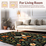 Ultra Soft Area Rug, Non Slip, Stain Resistant, Washable Area Rugs for Living Room, Bedroom, Stylish Contemporary Nature Elements(Black)