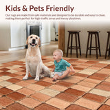 Ultra Soft Area Rug, Non Slip, Stain Resistant, Washable Area Rugs for Living Room, Bedroom, Terracotta Tile Inspired Area Brown Beige Kitchen(Brown)