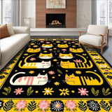 Ultra Soft Area Rug, Non Slip, Stain Resistant, Washable Area Rugs for Living Room, Bedroom, Serene Cozy Cat-Inspired Decoration(Black)