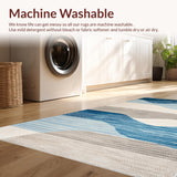 Ultra Soft Area Rug, Non Slip, Stain Resistant, Washable Area Rugs for Living Room, Bedroom, Beach Themed Bedroom Ivory Grey Blue Carpet(Blue)