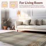 Ultra Soft Area Rug, Non Slip, Stain Resistant, Washable Area Rugs for Living Room, Bedroom, Luxurious Vintage Cattle Design(Beige)