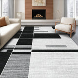 Ultra Soft Area Rug, Non Slip, Stain Resistant, Washable Area Rugs for Living Room, Bedroom, Washable Door Rug: Modern Linear Pattern Floor Decor(Black)