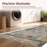 Ultra Soft Area Rug, Non Slip, Stain Resistant, Washable Area Rugs for Living Room, Bedroom, Chic Vintage Textured Patterns(Gray)