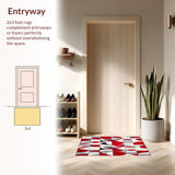Ultra Soft Area Rug, Non Slip, Stain Resistant, Washable Area Rugs for Living Room, Bedroom, Bold Geometric Red White Grey Black Accent Carpet(Red)