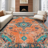 Ultra Soft Area Rug, Non Slip, Stain Resistant, Washable Area Rugs for Living Room, Bedroom, Modern Abstract Circular Pattern Play(Orange)