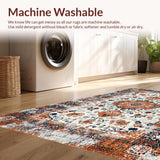 Ultra Soft Area Rug, Non Slip, Stain Resistant, Washable Area Rugs for Living Room, Bedroom, Elegant Layered Floral Design Style(Orange)