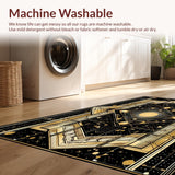 Ultra Soft Area Rug, Non Slip, Stain Resistant, Washable Area Rugs for Living Room, Bedroom, Elegant Trellis Patterned Design(Gold)