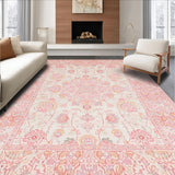 Ultra Soft Area Rug, Non Slip, Stain Resistant, Washable Area Rugs for Living Room, Bedroom, Stylish Pink Botanical Fusion(Pink)