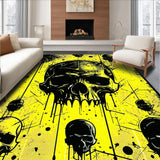 Ultra Soft Area Rug, Non Slip, Stain Resistant, Washable Area Rugs for Living Room, Bedroom, Bold Contrast Cartoon Skull Aesthetic(Yellow)