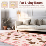 Ultra Soft Area Rug, Non Slip, Stain Resistant, Washable Area Rugs for Living Room, Bedroom, Colorful Fun Alphabet Design(Pink)