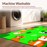 Ultra Soft Area Rug, Non Slip, Stain Resistant, Washable Area Rugs for Living Room, Bedroom, Enchanting Forest Animal Landscape(Green)