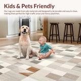 Modern Patchwork with Abstract Geometric Shapes(Beige)