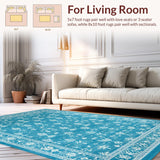 Ultra Soft Area Rug, Non Slip, Stain Resistant, Washable Area Rugs for Living Room, Bedroom, Graceful Bow Tie Rug Coquette Style Wave Edge Aesthetic Preppy Home Accent(Blue)