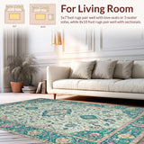 Ultra Soft Area Rug, Non Slip, Stain Resistant, Washable Area Rugs for Living Room, Bedroom, Eclectic Pastel Floral Arrangement(Blue)