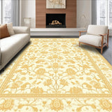 Ultra Soft Area Rug, Non Slip, Stain Resistant, Washable Area Rugs for Living Room, Bedroom, Willow Damask Area Featuring a Sophisticated Beige(Ivory)