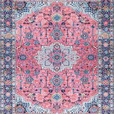 Ultra Soft Area Rug, Non Slip, Stain Resistant, Washable Area Rugs for Living Room, Bedroom, Rustic Vintage Tiled Motif(Pink)