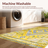 Ultra Soft Area Rug, Non Slip, Stain Resistant, Washable Area Rugs for Living Room, Bedroom, Vibrant Tribal Geometric Harmony(Yellow)