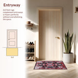 Ultra Soft Area Rug, Non Slip, Stain Resistant, Washable Area Rugs for Living Room, Bedroom, Contemporary Subtle Patterned Elegance(Red)