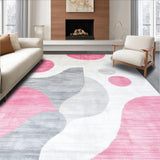 Ultra Soft Area Rug, Non Slip, Stain Resistant, Washable Area Rugs for Living Room, Bedroom, Contemporary Pastel Color Block Design(White)