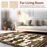 Ultra Soft Area Rug, Non Slip, Stain Resistant, Washable Area Rugs for Living Room, Bedroom, Rustic Earthy Animal Print Style(Ivory)