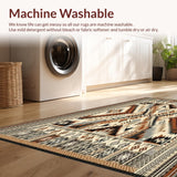 Ultra Soft Area Rug, Non Slip, Stain Resistant, Washable Area Rugs for Living Room, Bedroom, Weather Resistant Boho Area for Porch Balcony Camping Relaxation(Beige)