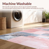 Ultra Soft Area Rug, Non Slip, Stain Resistant, Washable Area Rugs for Living Room, Bedroom, Sleek Light Luxury Geometric Texture(Pink)