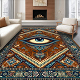 Ultra Soft Area Rug, Non Slip, Stain Resistant, Washable Area Rugs for Living Room, Bedroom, Artistic Evil Eye Symbolism(Brown)