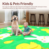 Ultra Soft Area Rug, Non Slip, Stain Resistant, Washable Area Rugs for Living Room, Bedroom, Lighthearted Cartoon Animal Theme(Green)
