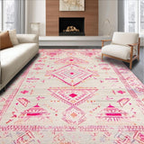Ultra Soft Area Rug, Non Slip, Stain Resistant, Washable Area Rugs for Living Room, Bedroom, Chic Minimalist Floral Design(Pink)
