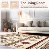 Ultra Soft Area Rug, Non Slip, Stain Resistant, Washable Area Rugs for Living Room, Bedroom, Rustic Vintage Southwest Aesthetic(Beige)