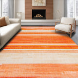 Ultra Soft Area Rug, Non Slip, Stain Resistant, Washable Area Rugs for Living Room, Bedroom, Artful Stripes with Playful Vibes(Orange)
