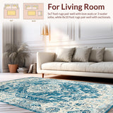 Ultra Soft Area Rug, Non Slip, Stain Resistant, Washable Area Rugs for Living Room, Bedroom, Modern Distressed Diamond Composition(Blue)