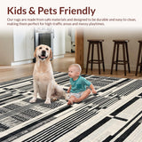 Ultra Soft Area Rug, Non Slip, Stain Resistant, Washable Area Rugs for Living Room, Bedroom, Savanna Inspired Striped Carpet, Contemporary Graphic Print Rug, Artistic(Black)